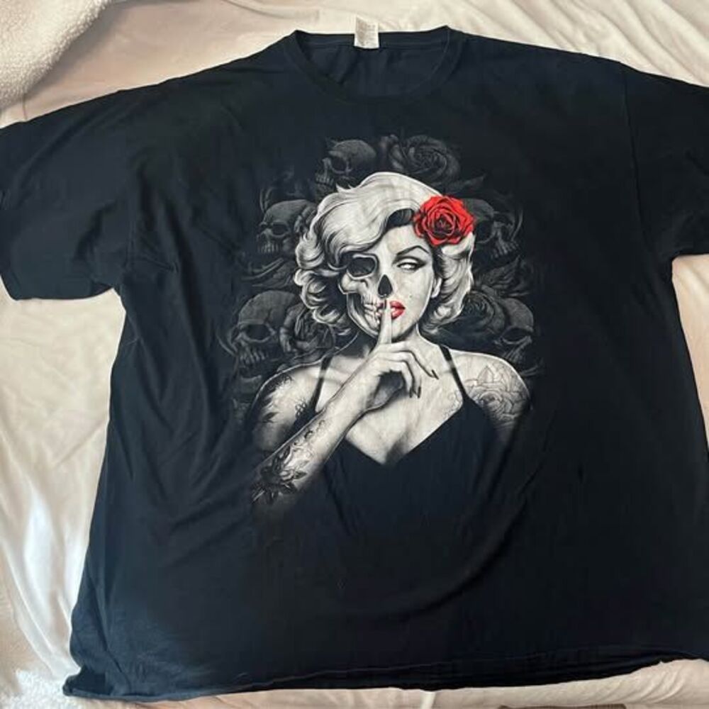 Marilyn Monroe Grunge Dark Romantic Vampire Vibe Skull Graphic T-Shirt 3XL